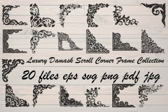Luxury Damask Scroll Corner Frame