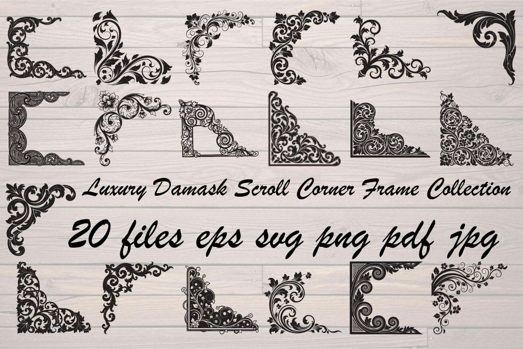 Luxury Damask Scroll Corner Frame