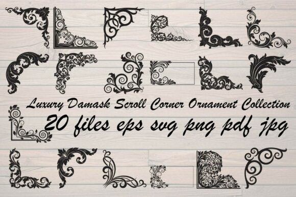 Luxury Damask Scroll Corner Ornament