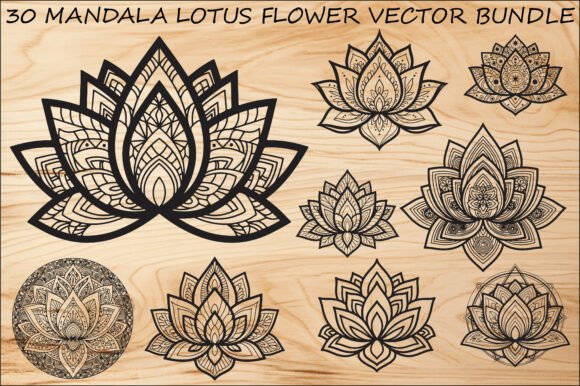 Mandala Lotus Flower SVG Bundle Graphic by Designs River · Creative Fabrica