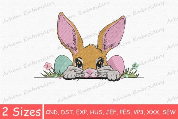 Peeking Easter Bunny with Eggs