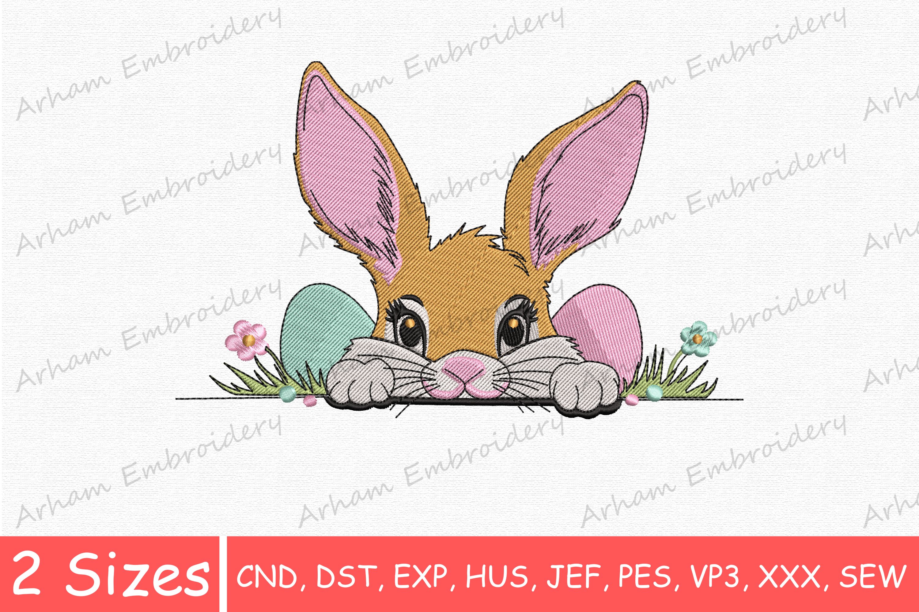 Peeking Easter Bunny with Eggs