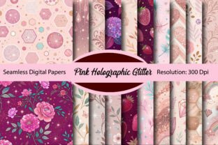 Pink Holographic Glitter Digital Paper Graphic by Colourful · Creative ...
