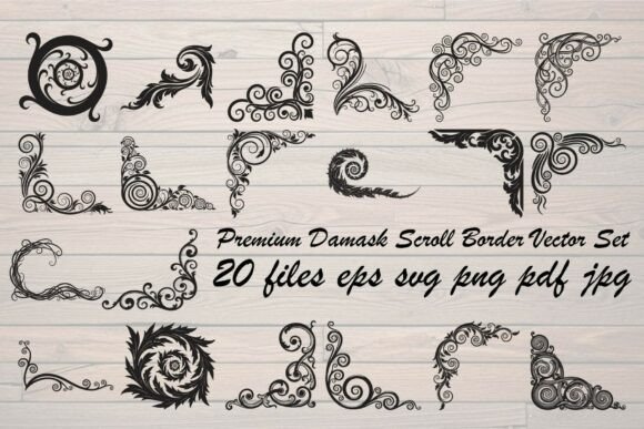 Premium Damask Scroll Border