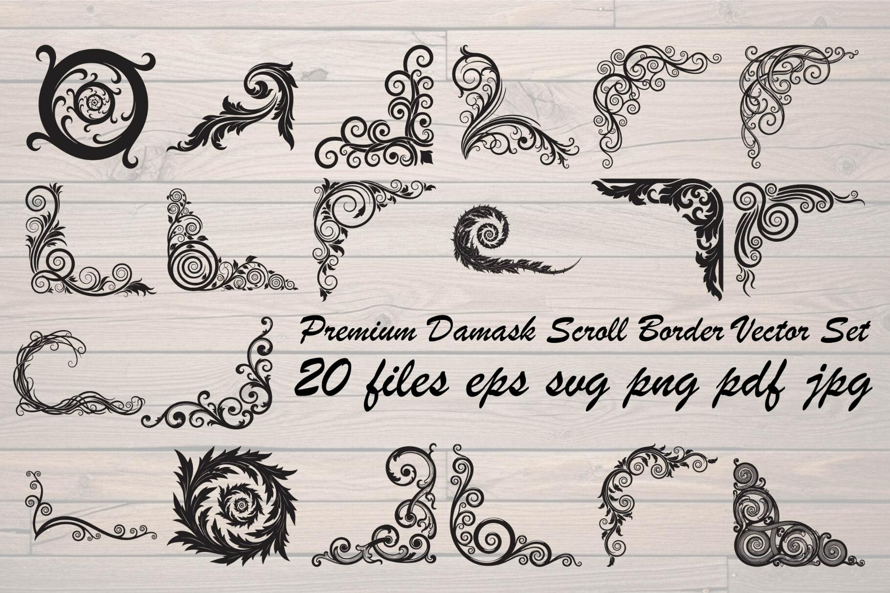 Premium Damask Scroll Border