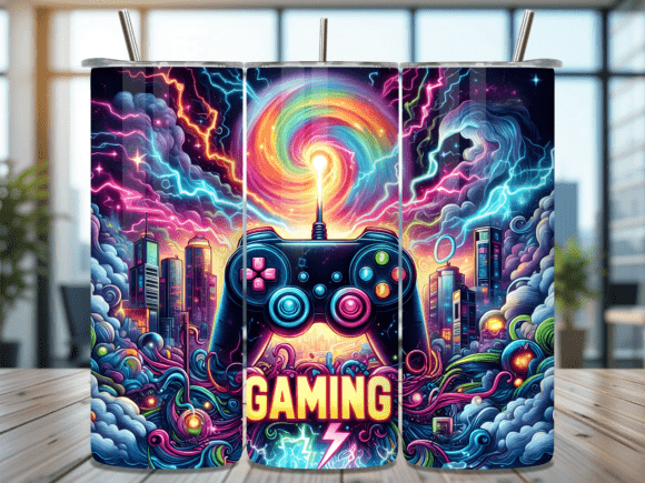Retro Arcade City Gaming Tumbler Wrap