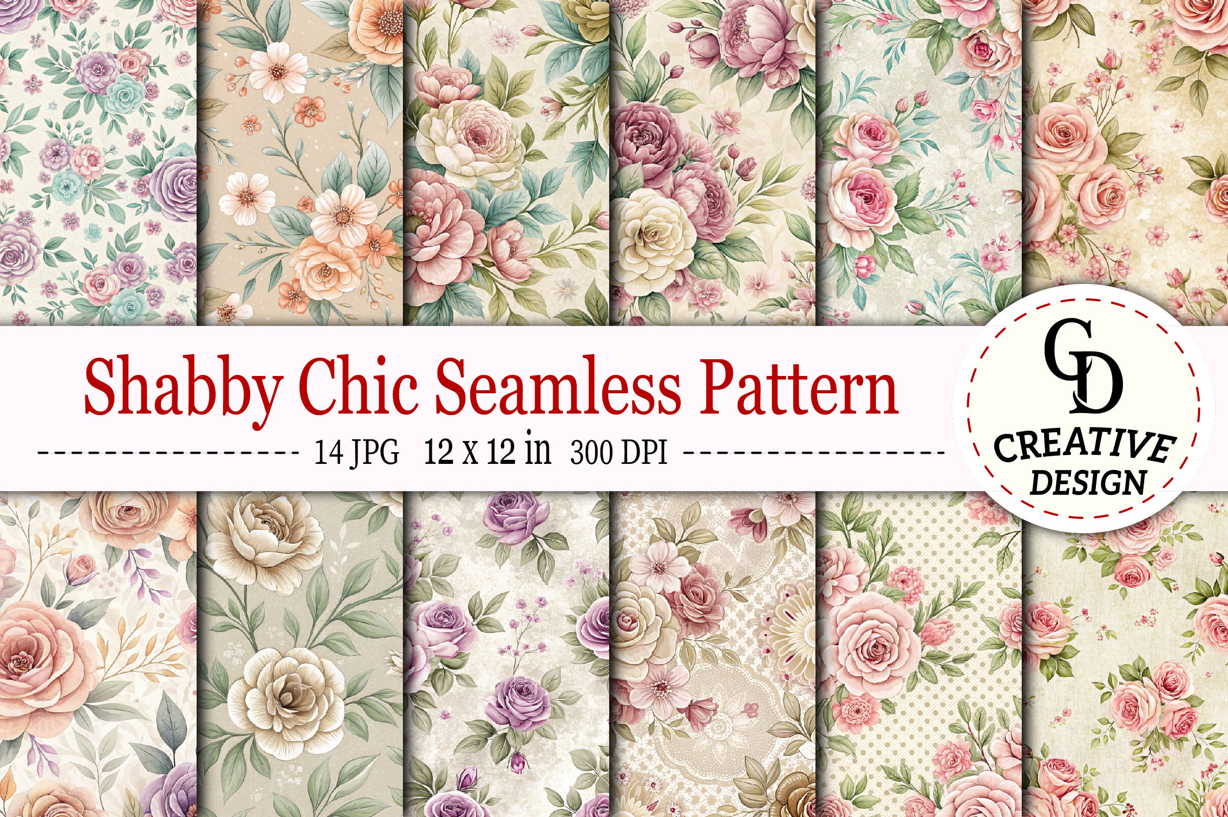 Shabby Chic Seamless Pattern Graphic by Creative Design · Creative Fabrica