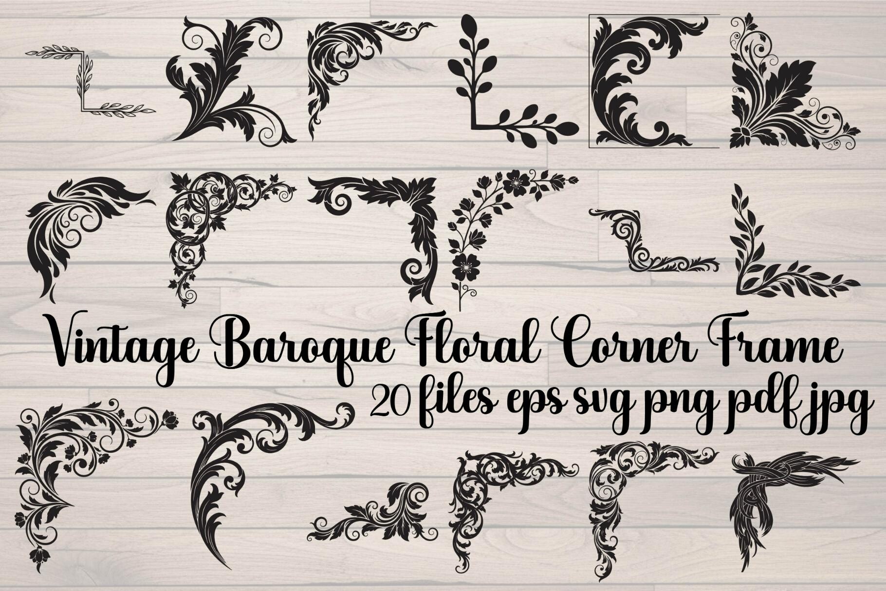 Vintage Baroque Floral Corner Frame