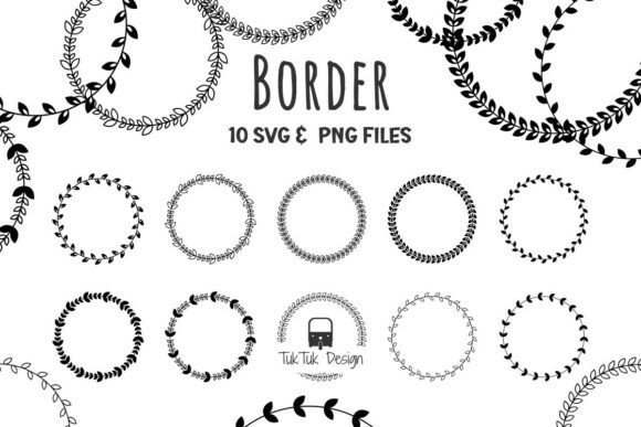 Wreath Circle Frame Border SVG PNG Set