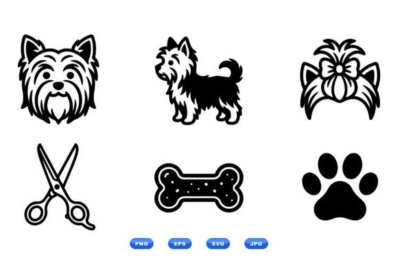 Yorkie grooming clipart set for sublimation tumblers tote bags and mugs