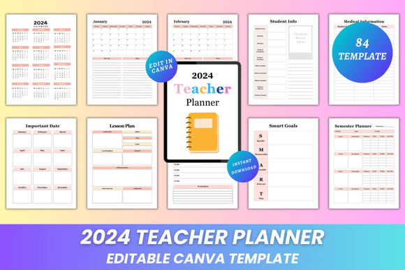 2024 Teacher Planner Canva KDP Interior