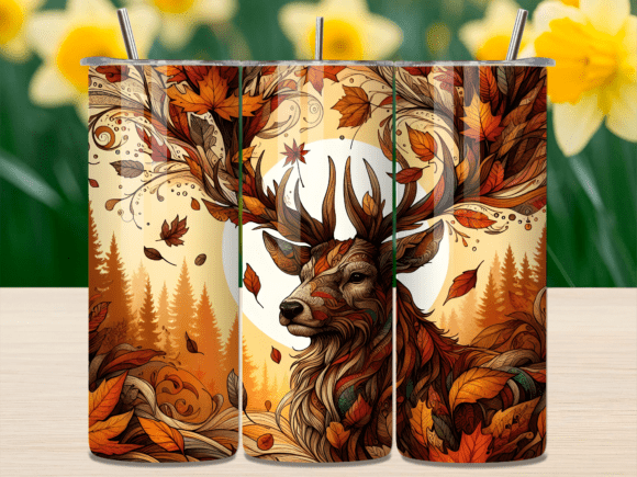 Autumn Deer Forest Fall Tumbler Wrap