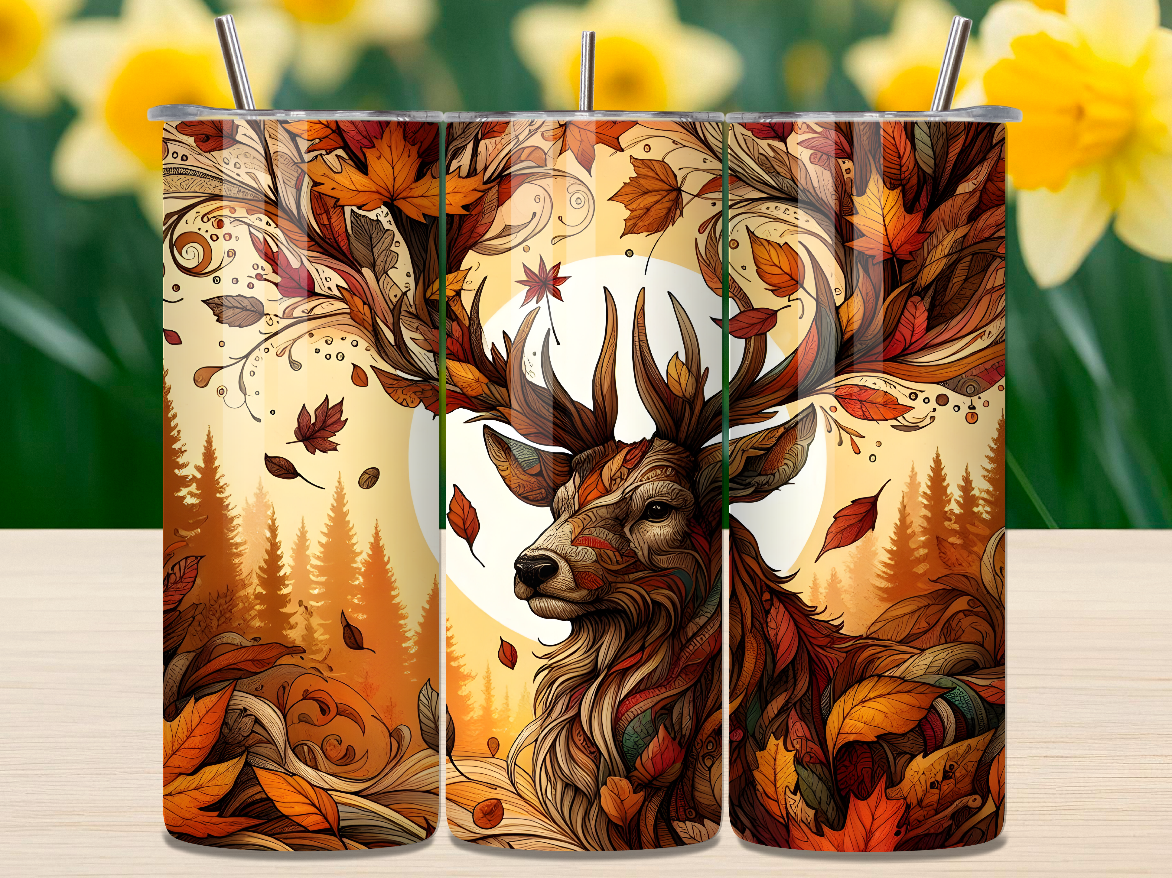 Autumn Deer Forest Fall Tumbler Wrap