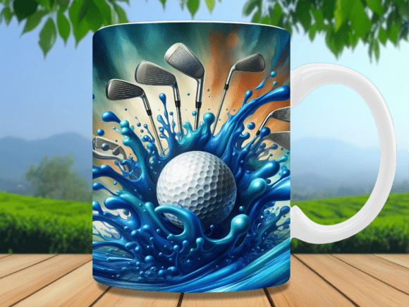 Blue Water Splash Golf Mug Wrap