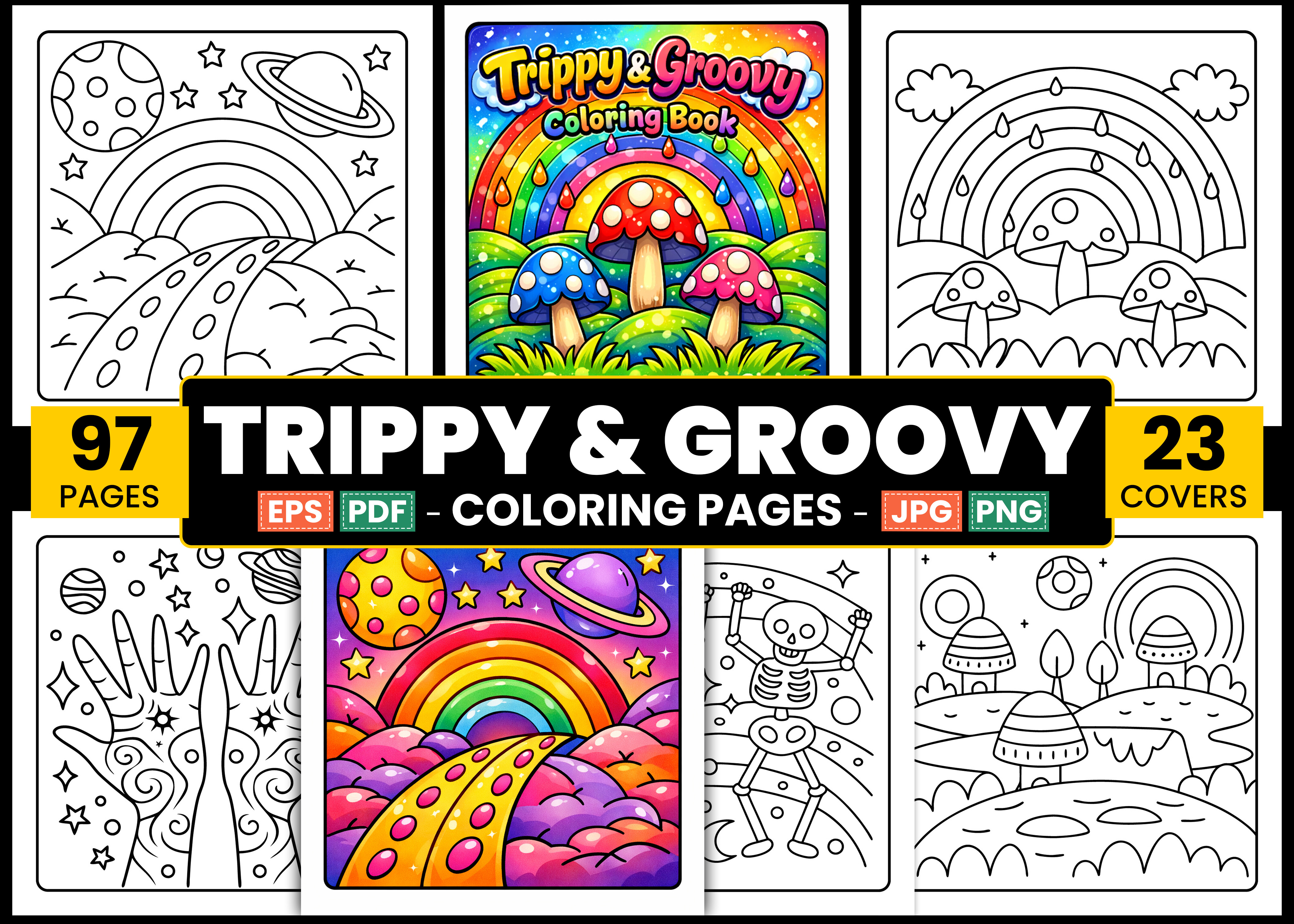 Bold Easy Trippy Groovy Coloring Pages