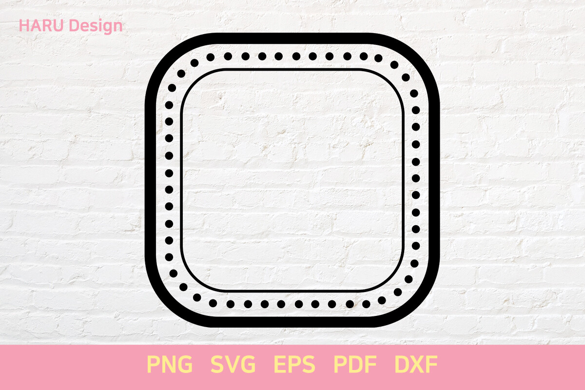Dotted Line Round Square Frame Outline