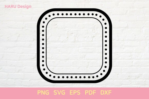 Dotted Line Round Square Frame Outline
