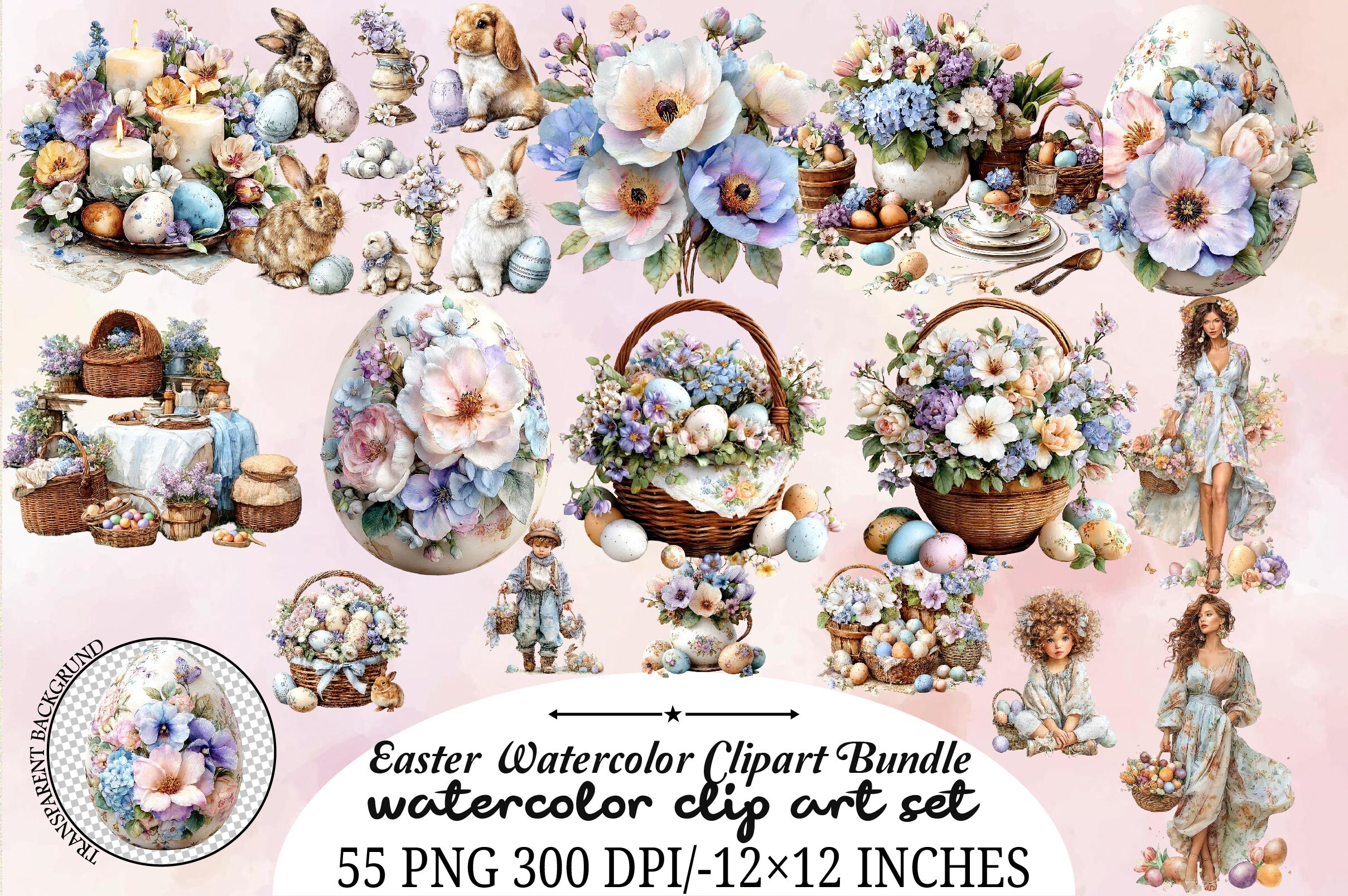 Easter Watercolor Clipart Bundle Graphic by Pixel Nest · Creative Fabrica