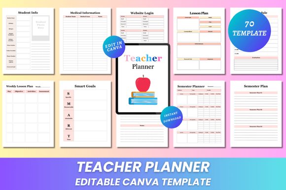 Editable Teacher Planner Canva KDP