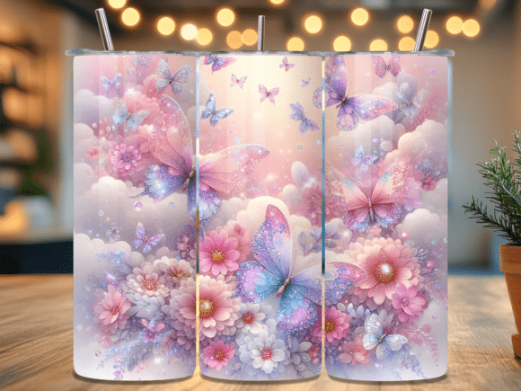 Glitter Pastel Butterfly Cloud Tumbler Gráfico Envolturas de vaso Por Frogi Prints