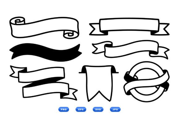Hand Drawn Ribbon Banner SVGs Graphic Illustrations By DesignVectx