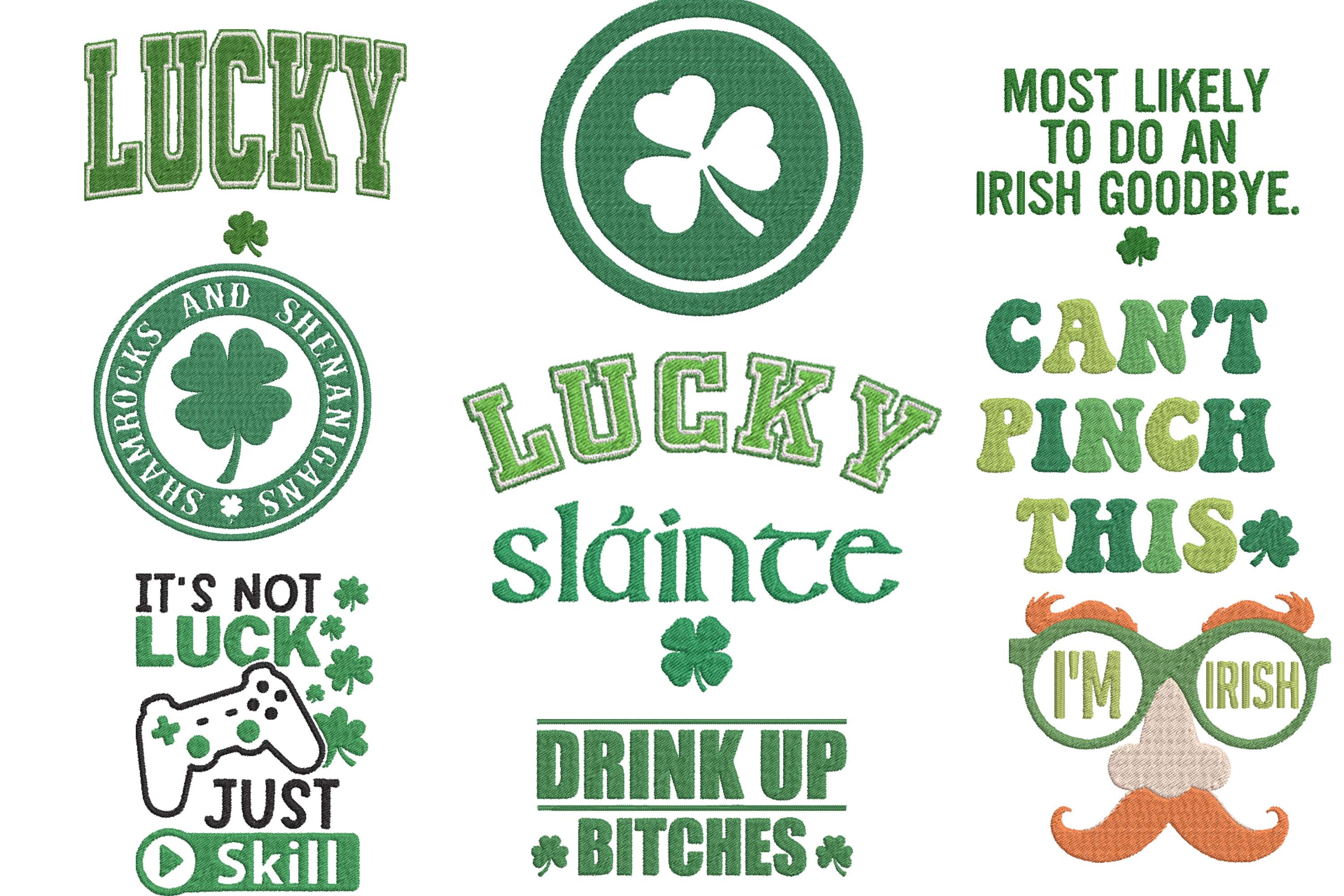 Lucky Shamrock Embroidery Design Bundle