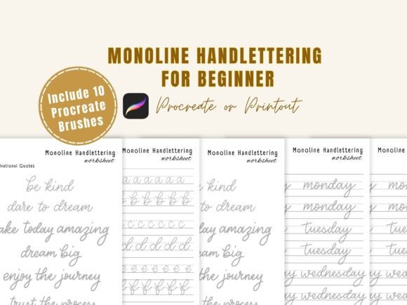 Monoline Handlettering Worksheet