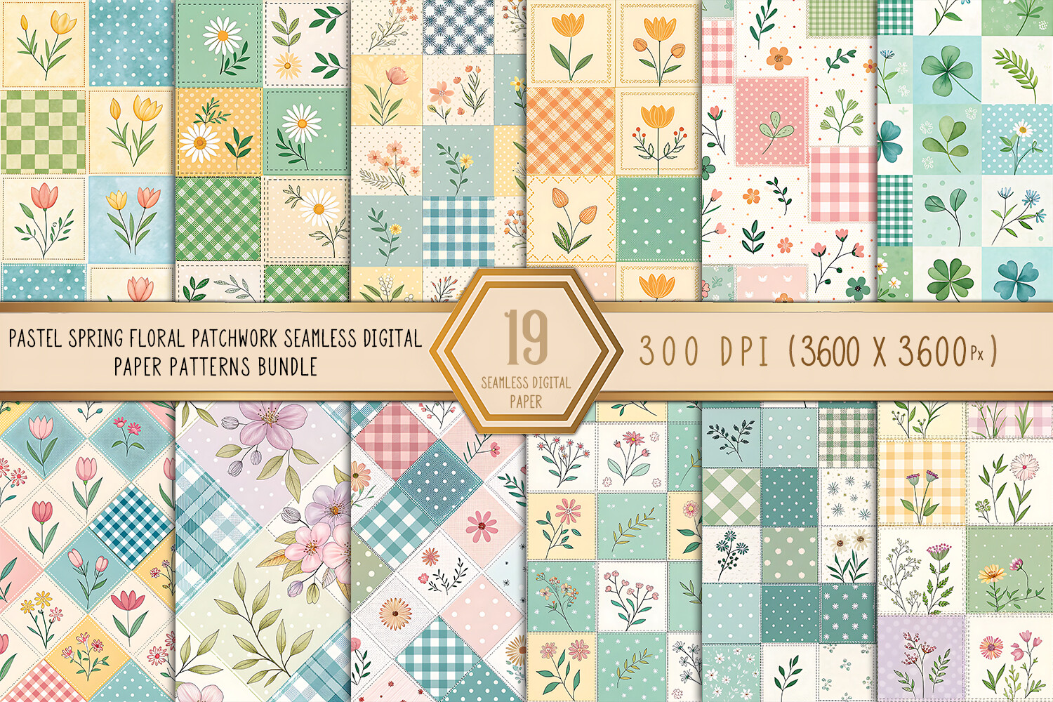 Spring Patchwork Pattern 31 Pastel Spring Floral Patchwork Seamless Graphic by Craftfiles-SVG ...