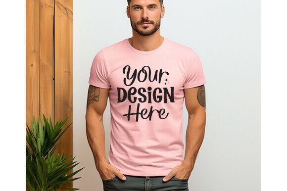 Pink Bella Canvas 3001 Men Mockup
