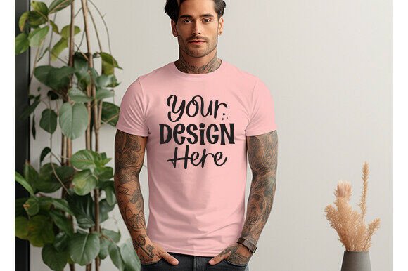 Pink Bella Canvas 3001 Men Mockup