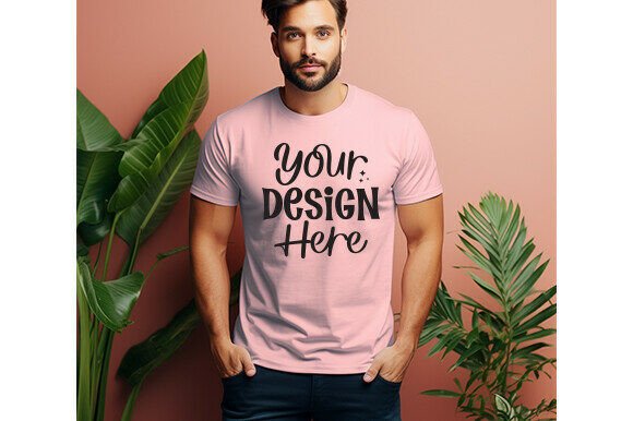 Pink Bella Canvas 3001 Men Mockup