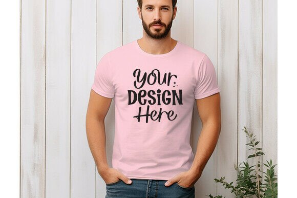 Pink Bella Canvas 3001 Men Mockup