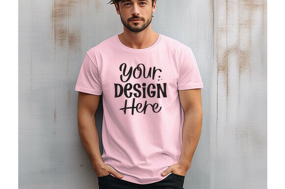 Pink Bella Canvas 3001 Men Mockup