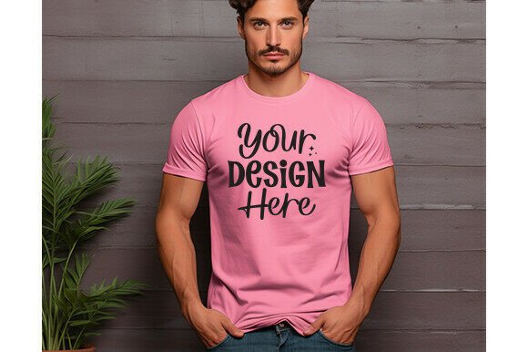 Pink Bella Canvas 3001 Men Mockup
