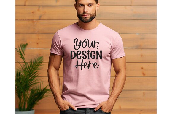 Pink Bella Canvas 3001 Men Mockup