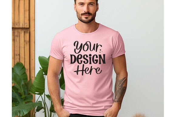 Pink Bella Canvas 3001 Men Mockup
