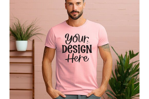 Pink Bella Canvas 3001 Men Mockup