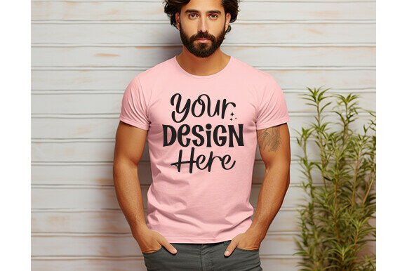 Pink Bella Canvas 3001 Men Mockup