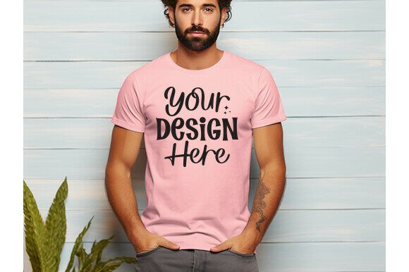 Pink Bella Canvas 3001 Men Mockup