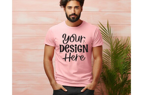 Pink Bella Canvas 3001 Men Mockup