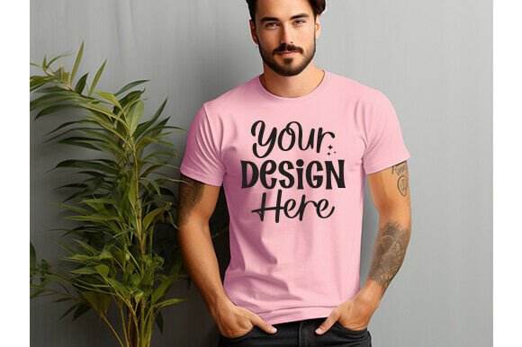 Pink Bella Canvas 3001 Men Mockup