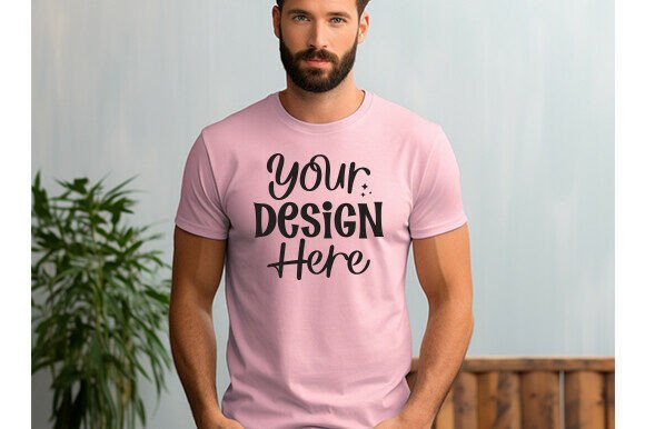 Pink Bella Canvas 3001 Men Mockup