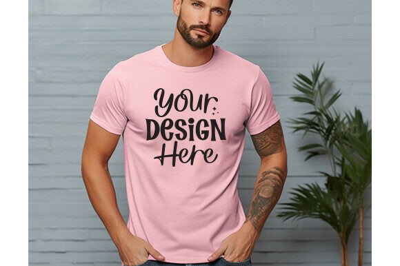Pink Bella Canvas 3001 Men Mockup