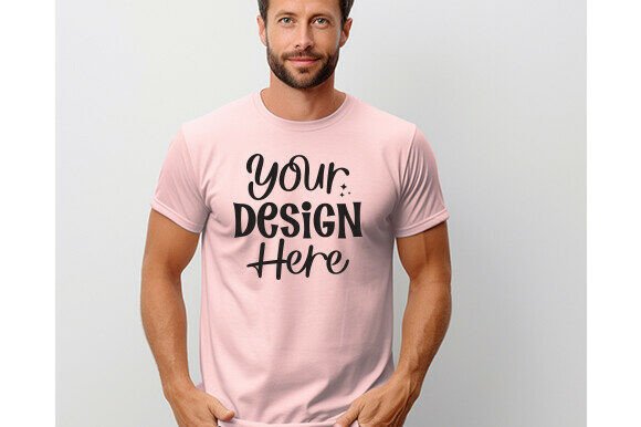 Pink Bella Canvas 3001 Men Mockup