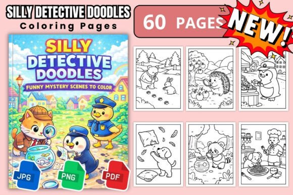 Silly Detective Doodles Coloring Pages