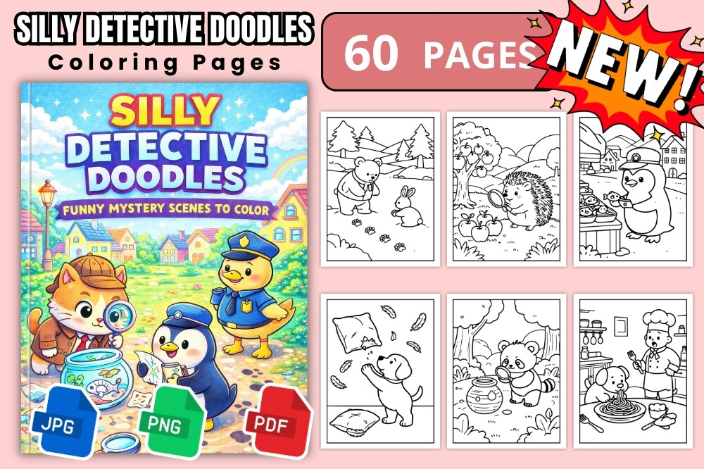 Silly Detective Doodles Coloring Pages