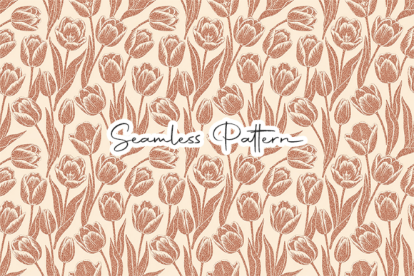 Vintage Tulip Floral Seamless Pattern Graphic Patterns By Parrotkitties