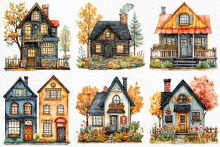 Watercolor Houses Clipart PNG Graphic by CraftNest · Creative Fabrica