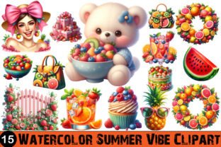 Watercolor Summer Vibe Clipart Graphic by TshirtMaster · Creative Fabrica