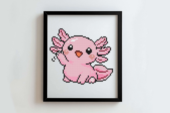 Waving Axolotl Cross Stitch Pattern
